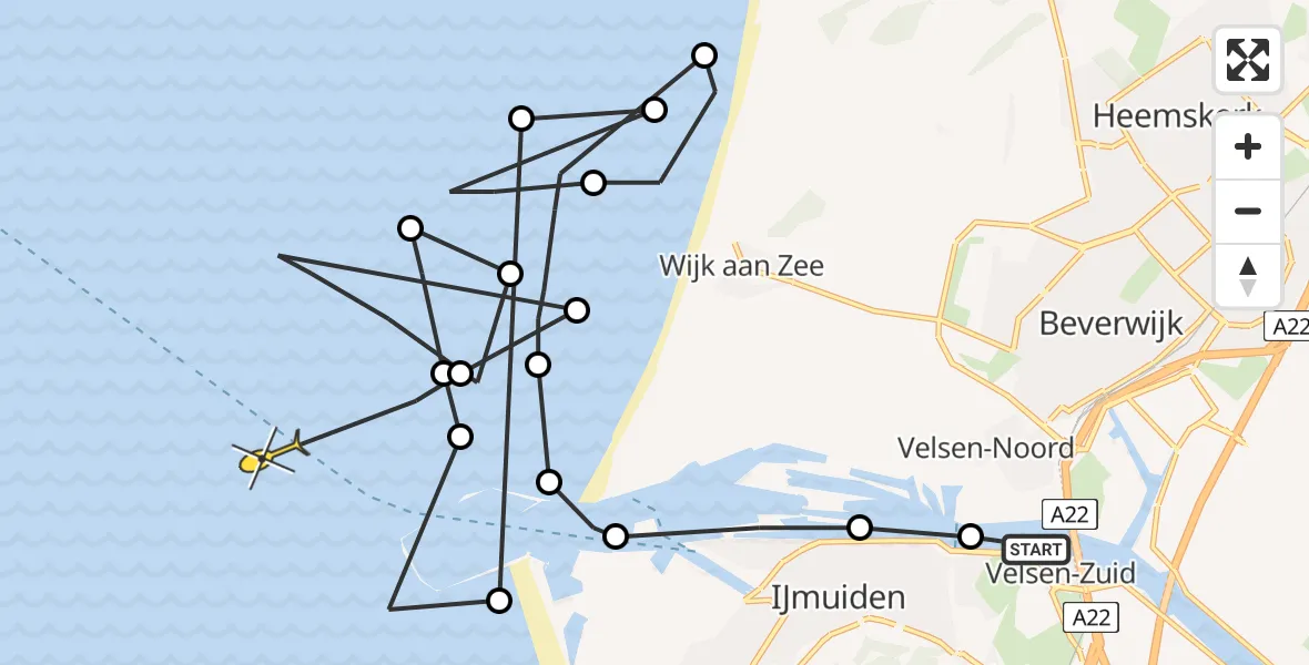 Routekaart van de vlucht: Politieheli naar 