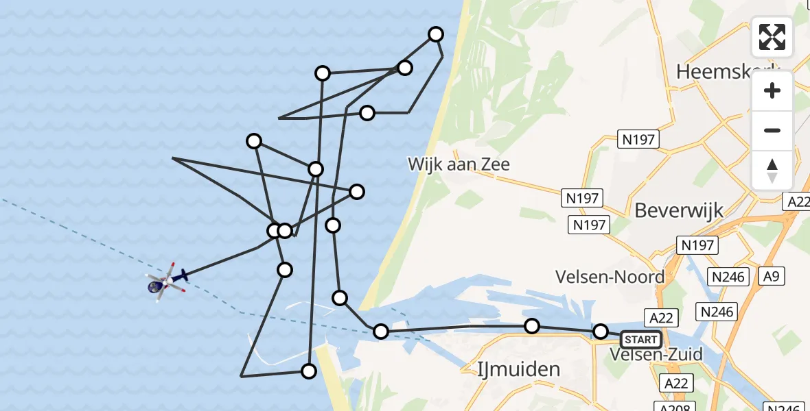 Vluchtroute Politiehelikopter Velsen-Zuid - , 01 september 2022, 13:06