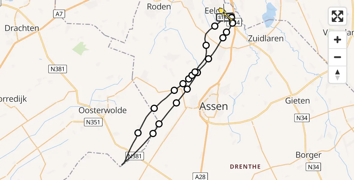 Routekaart van de vlucht: Lifeliner 4 naar Groningen Airport Eelde