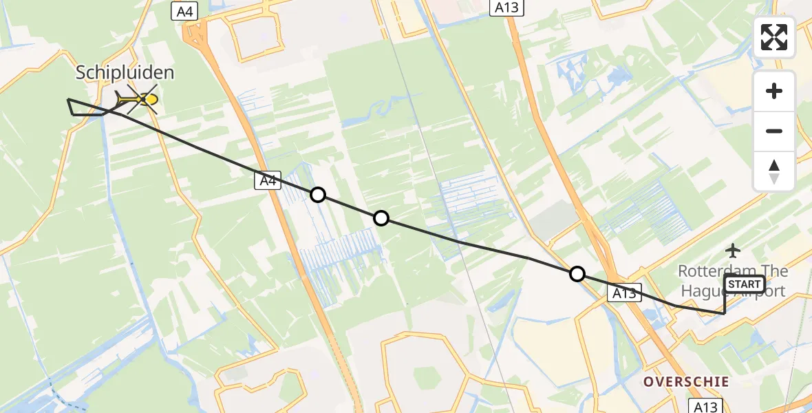 Routekaart van de vlucht: Lifeliner 2 naar Schipluiden