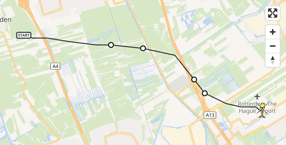 Routekaart van de vlucht: Lifeliner 2 naar Rotterdam The Hague Airport