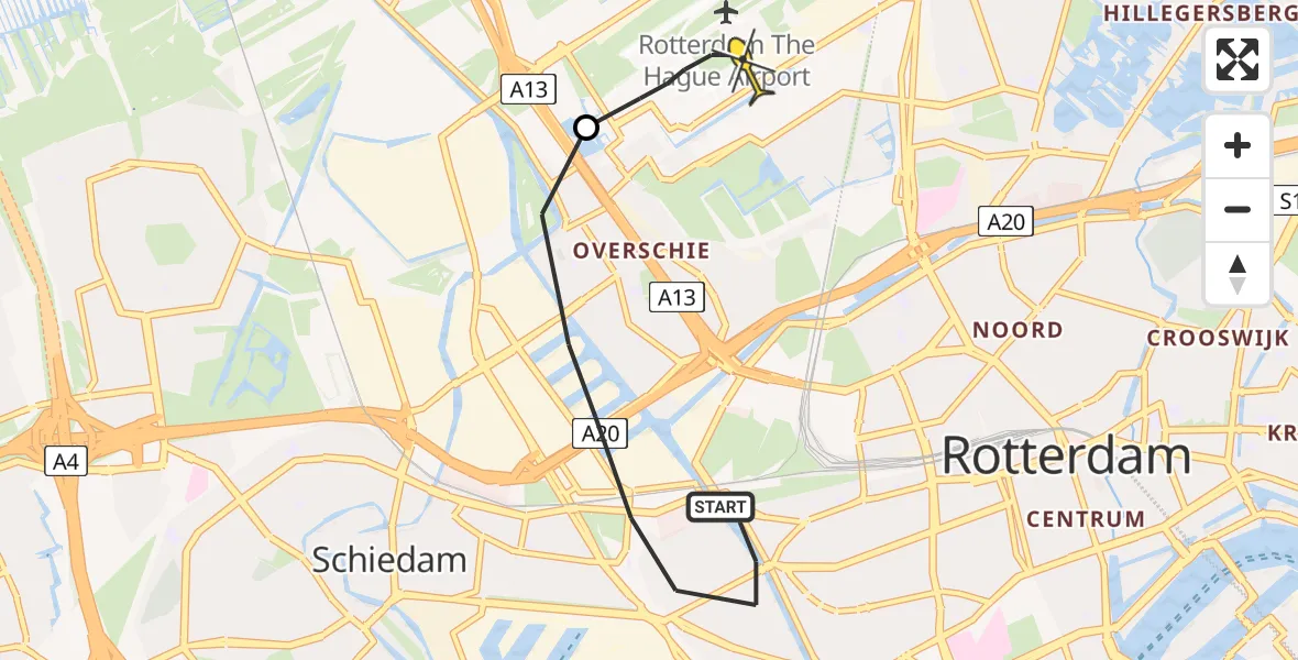 Routekaart van de vlucht: Lifeliner 2 naar Rotterdam The Hague Airport