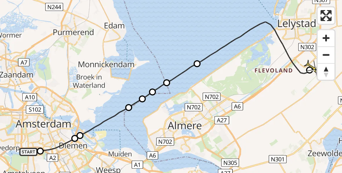 Routekaart van de vlucht: Lifeliner 1 naar Lelystad Airport