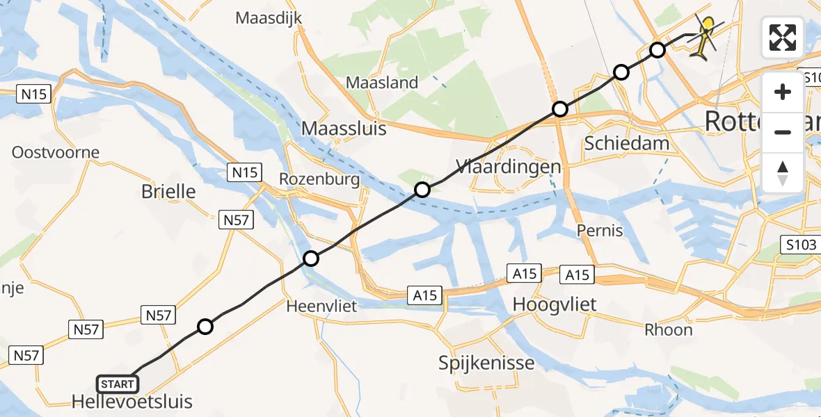 Routekaart van de vlucht: Lifeliner 2 naar Rotterdam The Hague Airport