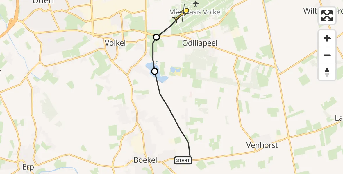 Routekaart van de vlucht: Lifeliner 3 naar Vliegbasis Volkel