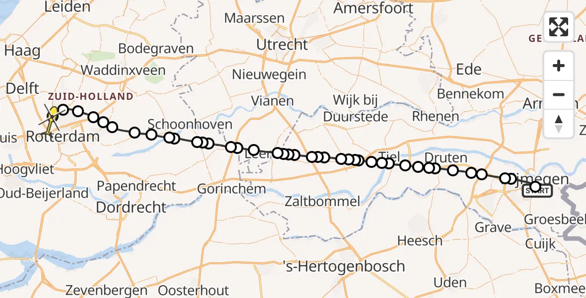 Routekaart van de vlucht: Lifeliner 2 naar Rotterdam The Hague Airport