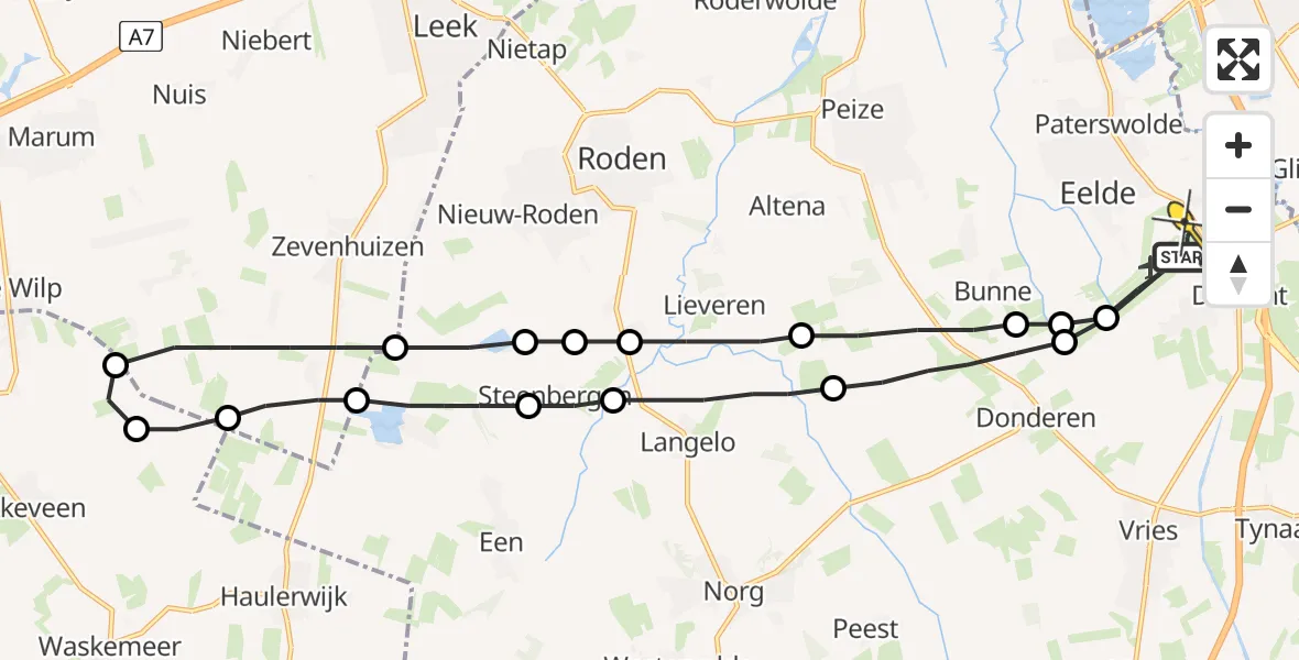 Routekaart van de vlucht: Lifeliner 4 naar Groningen Airport Eelde