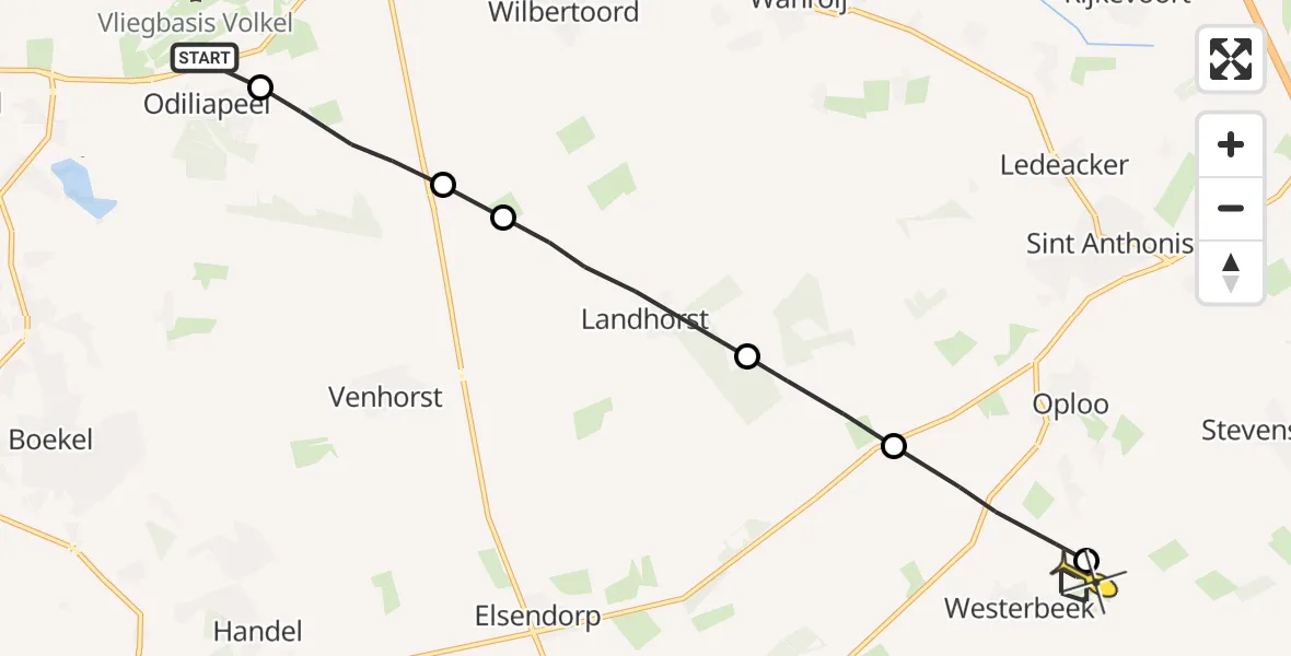 Routekaart van de vlucht: Lifeliner 3 naar Westerbeek