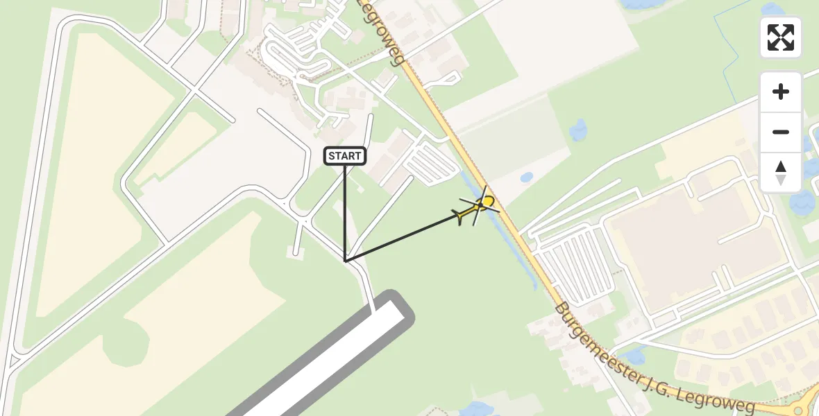 Routekaart van de vlucht: Traumahelikopter naar Groningen Airport Eelde