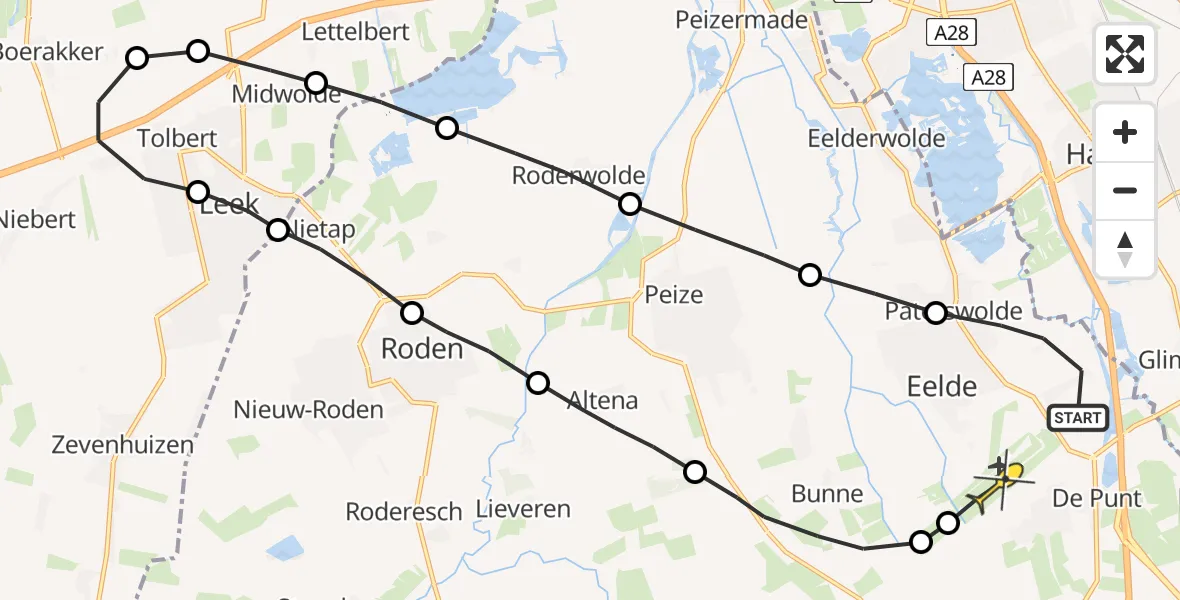 Routekaart van de vlucht: Lifeliner 4 naar Groningen Airport Eelde