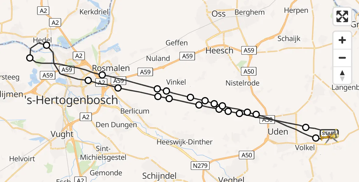 Vluchtroute Traumahelikopter Vliegbasis Volkel - Vliegbasis Volkel, 02 september 2022, 07:57