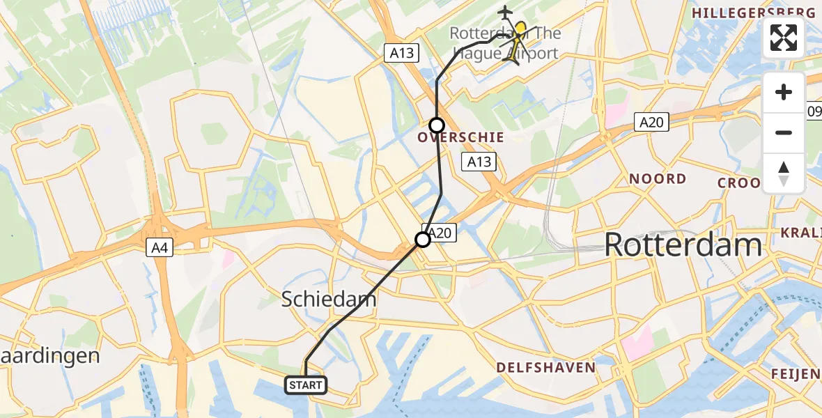 Routekaart van de vlucht: Lifeliner 2 naar Rotterdam The Hague Airport