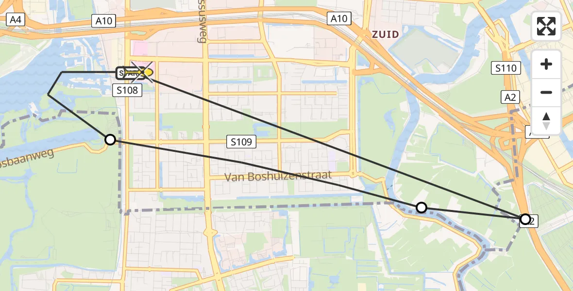 Routekaart van de vlucht: Lifeliner 1 naar VU Medisch Centrum Amsterdam