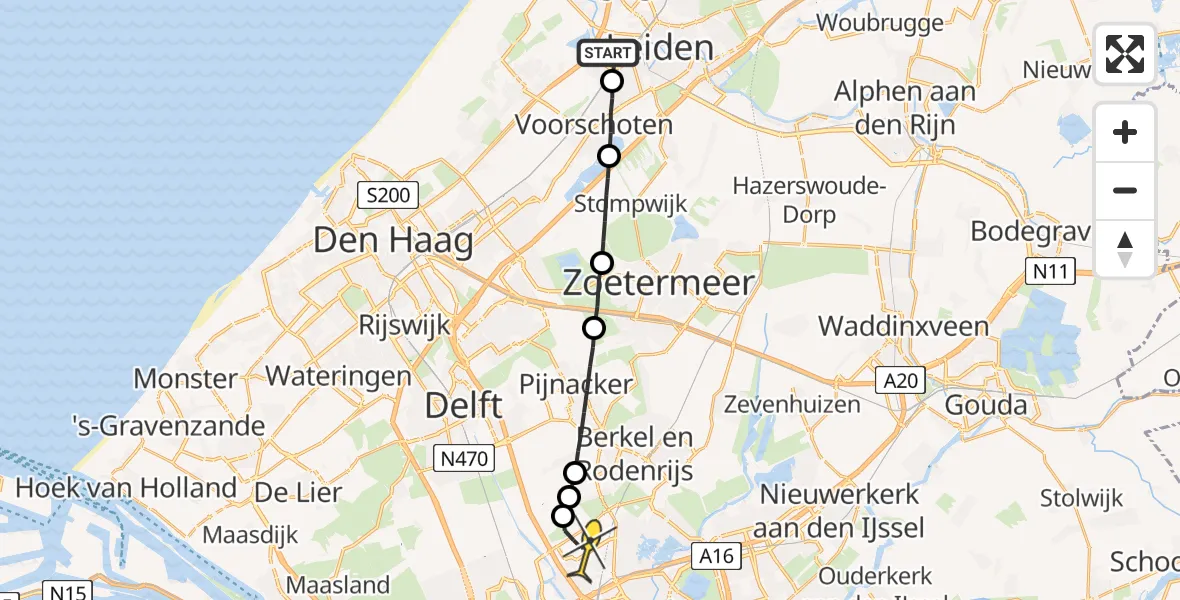 Routekaart van de vlucht: Lifeliner 2 naar Rotterdam The Hague Airport