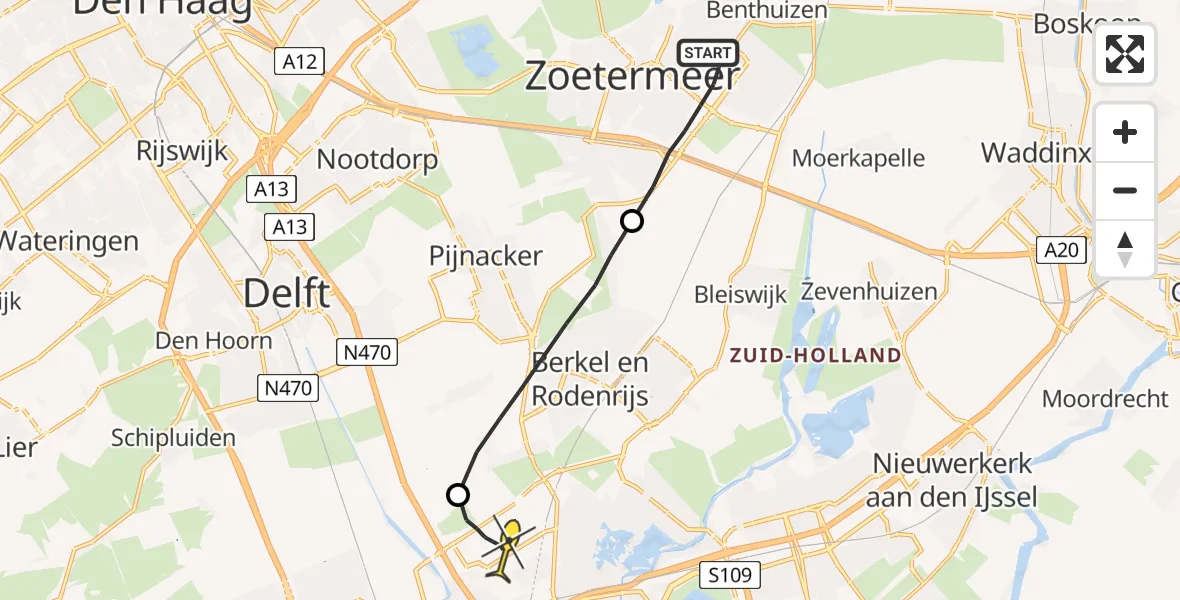 Routekaart van de vlucht: Lifeliner 2 naar Rotterdam The Hague Airport