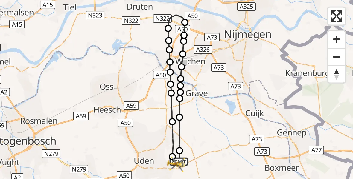 Vluchtroute Traumahelikopter Vliegbasis Volkel - Vliegbasis Volkel, 02 september 2022, 12:04