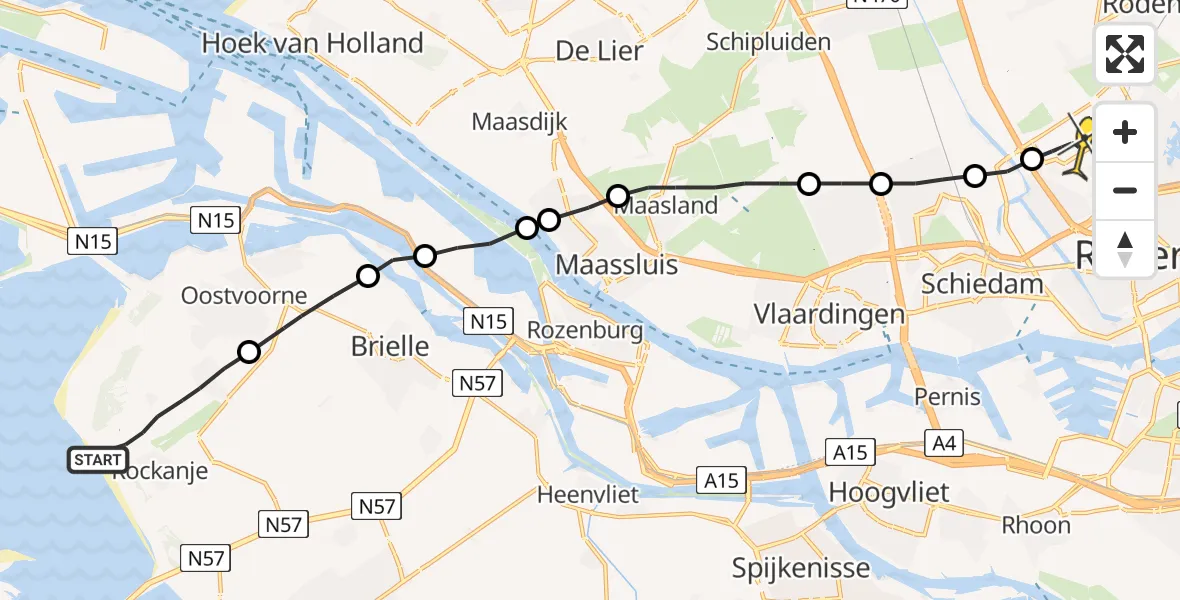 Routekaart van de vlucht: Lifeliner 2 naar Rotterdam The Hague Airport