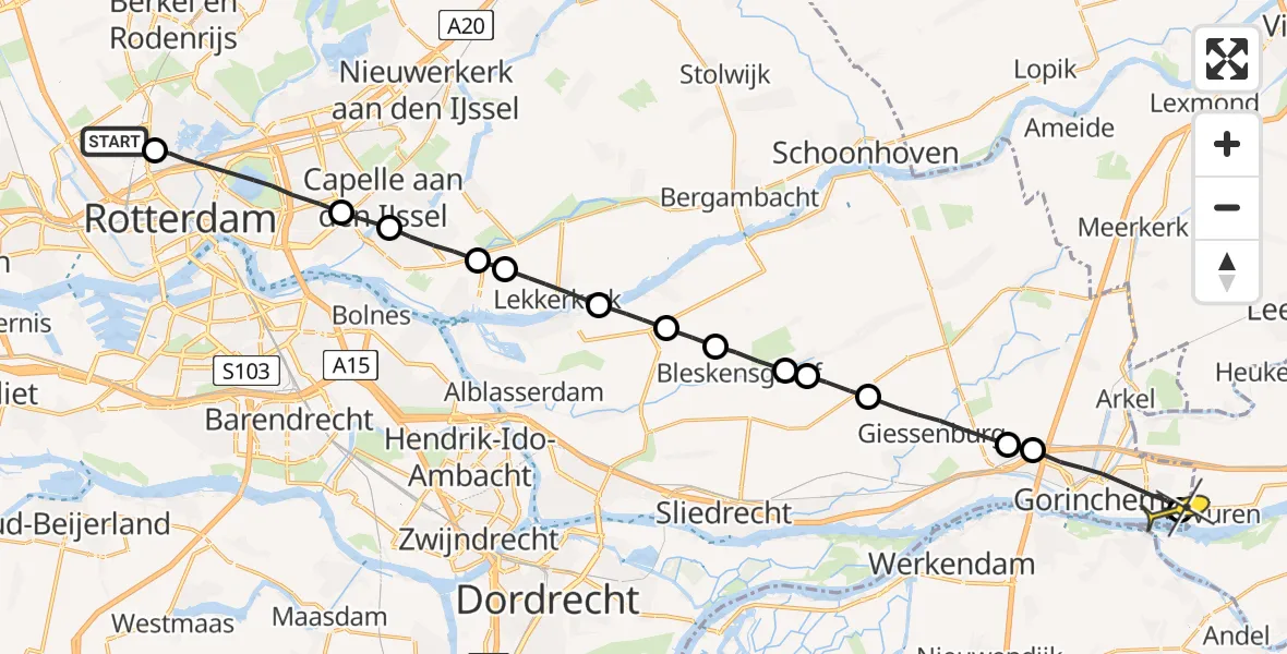 Routekaart van de vlucht: Lifeliner 2 naar Dalem