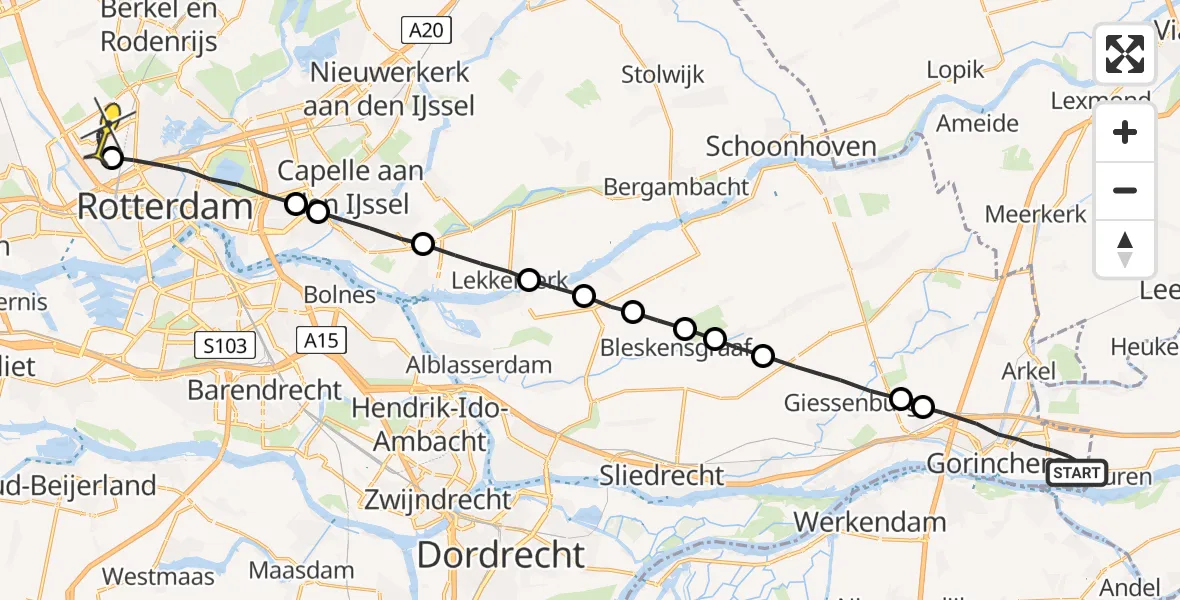 Routekaart van de vlucht: Lifeliner 2 naar Rotterdam The Hague Airport