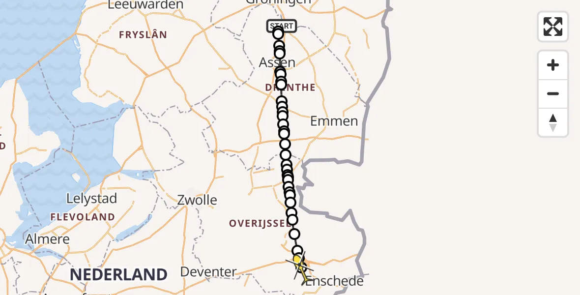 Routekaart van de vlucht: Lifeliner 4 naar Delden