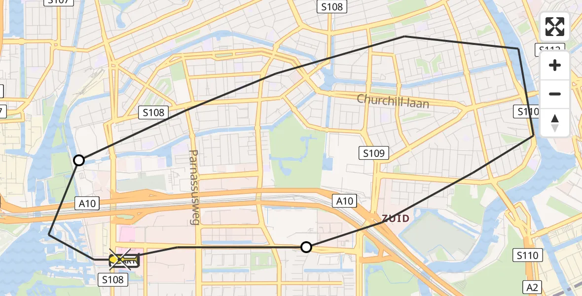 Routekaart van de vlucht: Lifeliner 1 naar VU Medisch Centrum Amsterdam