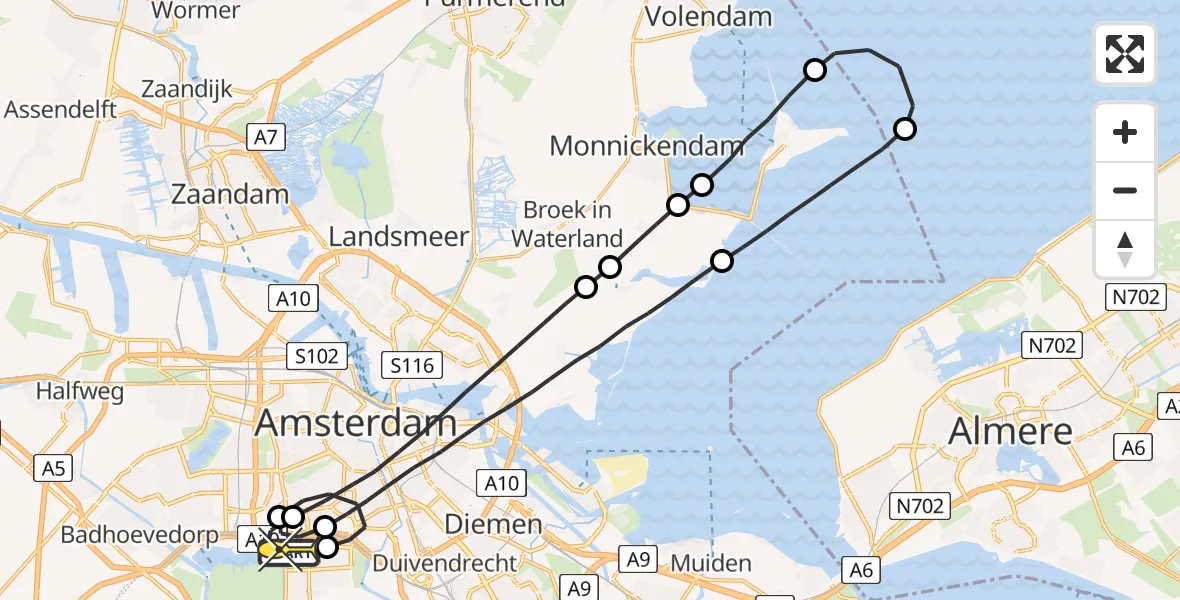 Routekaart van de vlucht: Lifeliner 1 naar VU Medisch Centrum Amsterdam