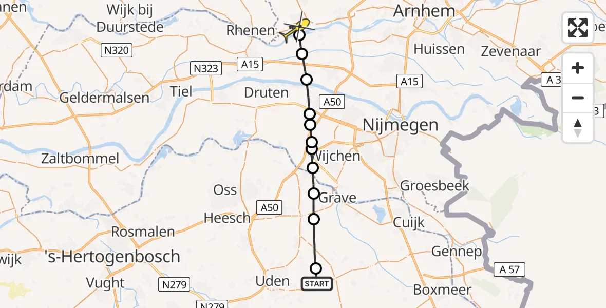 Routekaart van de vlucht: Lifeliner 3 naar Wageningen