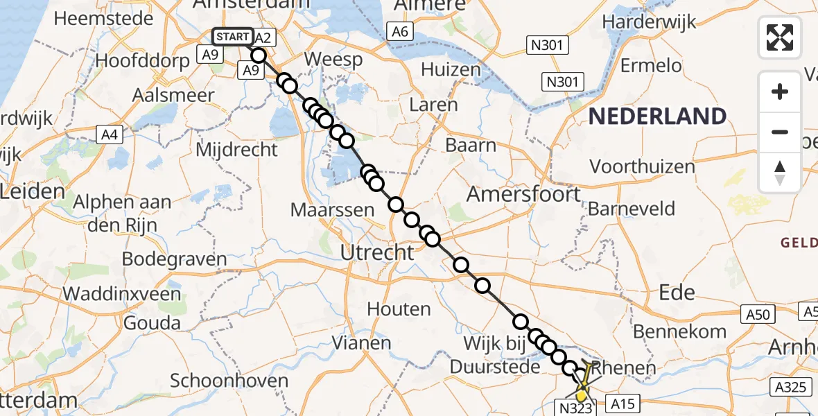 Routekaart van de vlucht: Lifeliner 1 naar Lienden