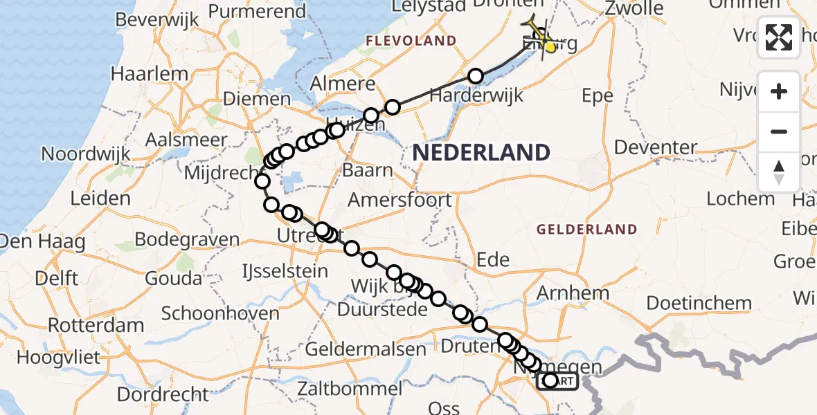 Routekaart van de vlucht: Lifeliner 1 naar Dronten