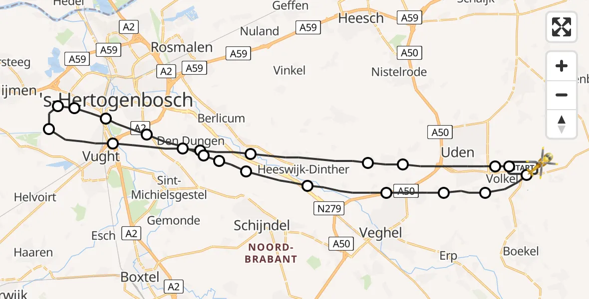 Vluchtroute Traumahelikopter Vliegbasis Volkel - Vliegbasis Volkel, 03 september 2022, 12:20