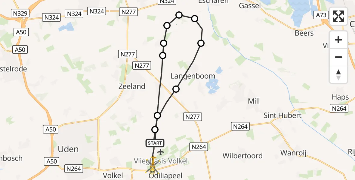 Vluchtroute Traumahelikopter Vliegbasis Volkel - Vliegbasis Volkel, 03 september 2022, 14:41