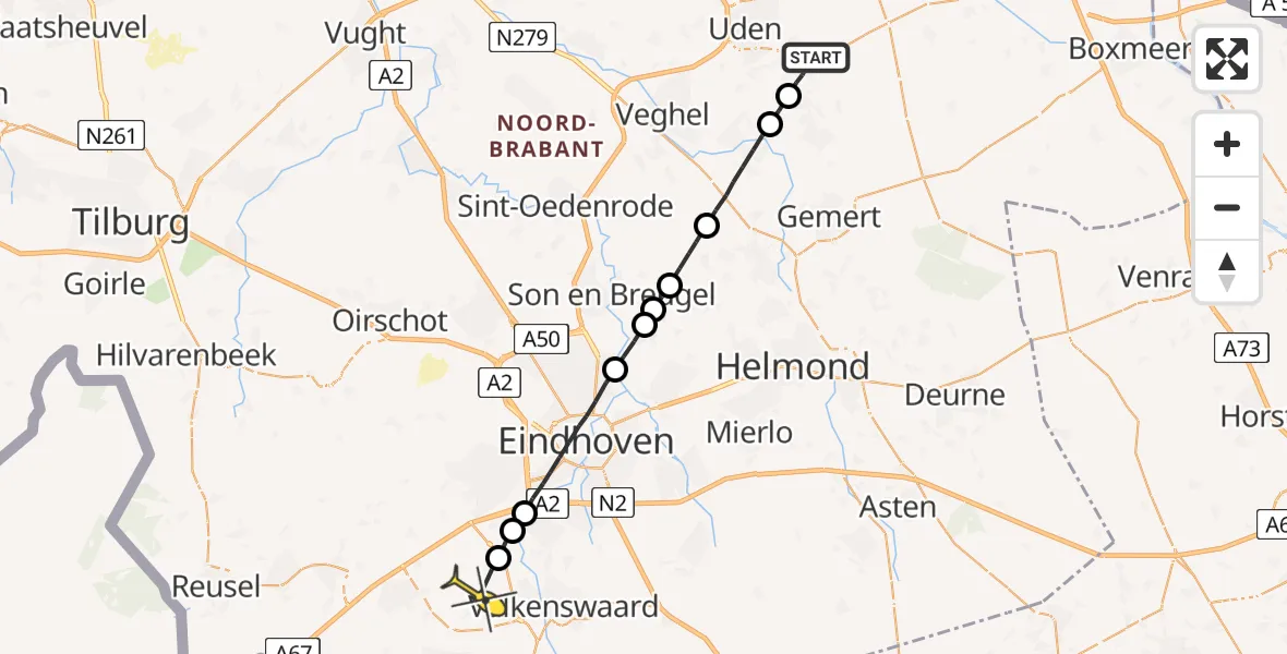 Routekaart van de vlucht: Lifeliner 3 naar Riethoven