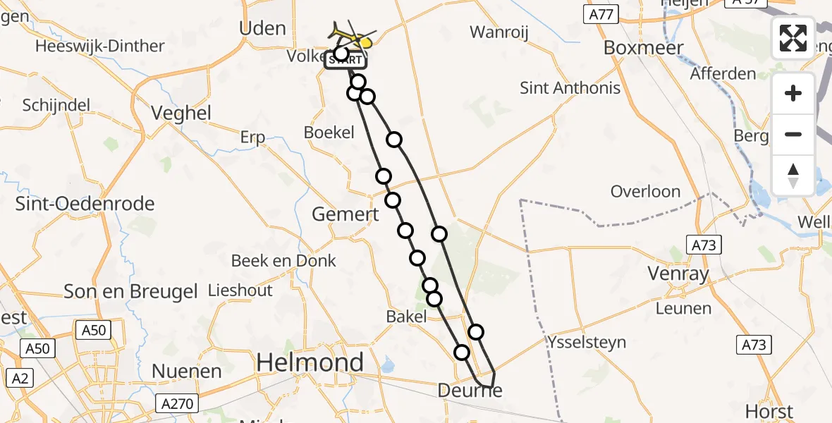 Routekaart van de vlucht: Lifeliner 3 naar Vliegbasis Volkel