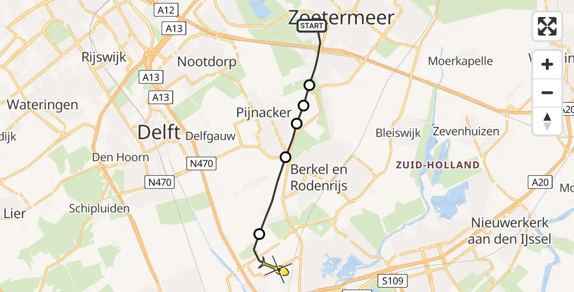 Routekaart van de vlucht: Lifeliner 2 naar Rotterdam The Hague Airport