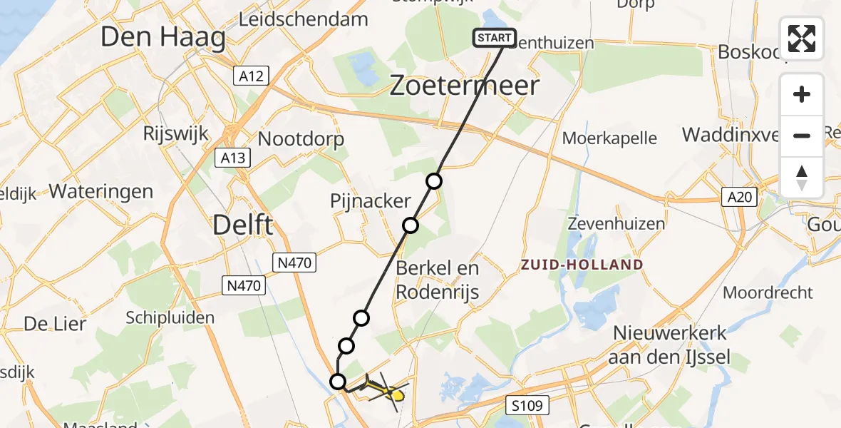 Routekaart van de vlucht: Lifeliner 2 naar Rotterdam The Hague Airport