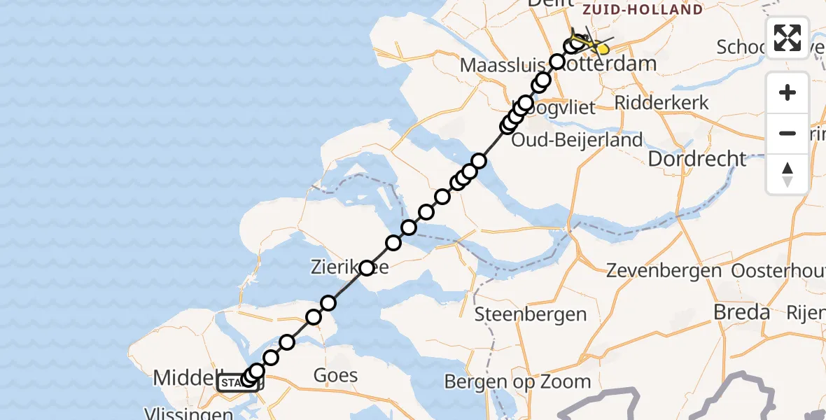 Routekaart van de vlucht: Lifeliner 2 naar Rotterdam The Hague Airport