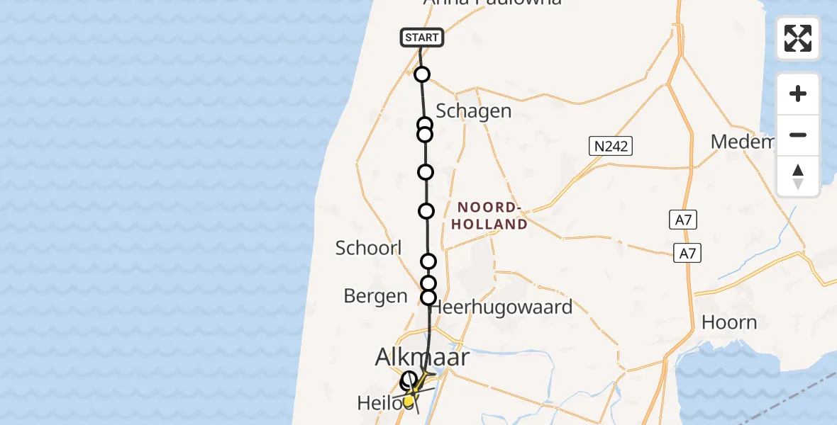 Routekaart van de vlucht: Lifeliner 1 naar Alkmaar