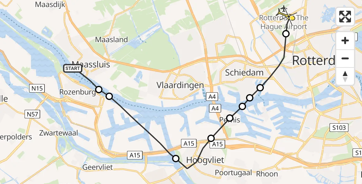 Routekaart van de vlucht: Lifeliner 2 naar Rotterdam The Hague Airport