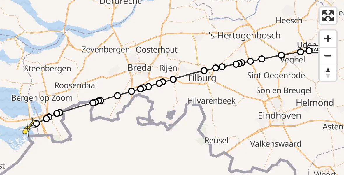 Routekaart van de vlucht: Lifeliner 3 naar Rilland