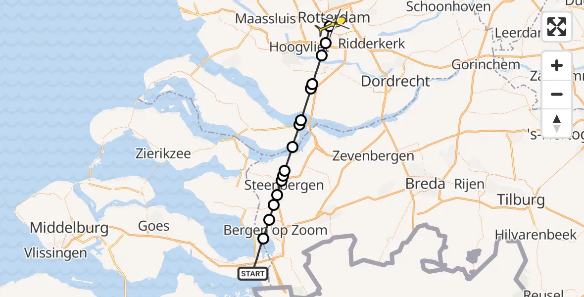 Routekaart van de vlucht: Lifeliner 3 naar Erasmus MC