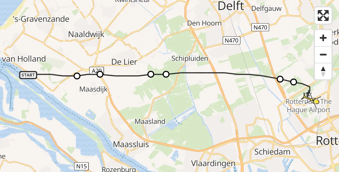 Routekaart van de vlucht: Lifeliner 2 naar Rotterdam The Hague Airport