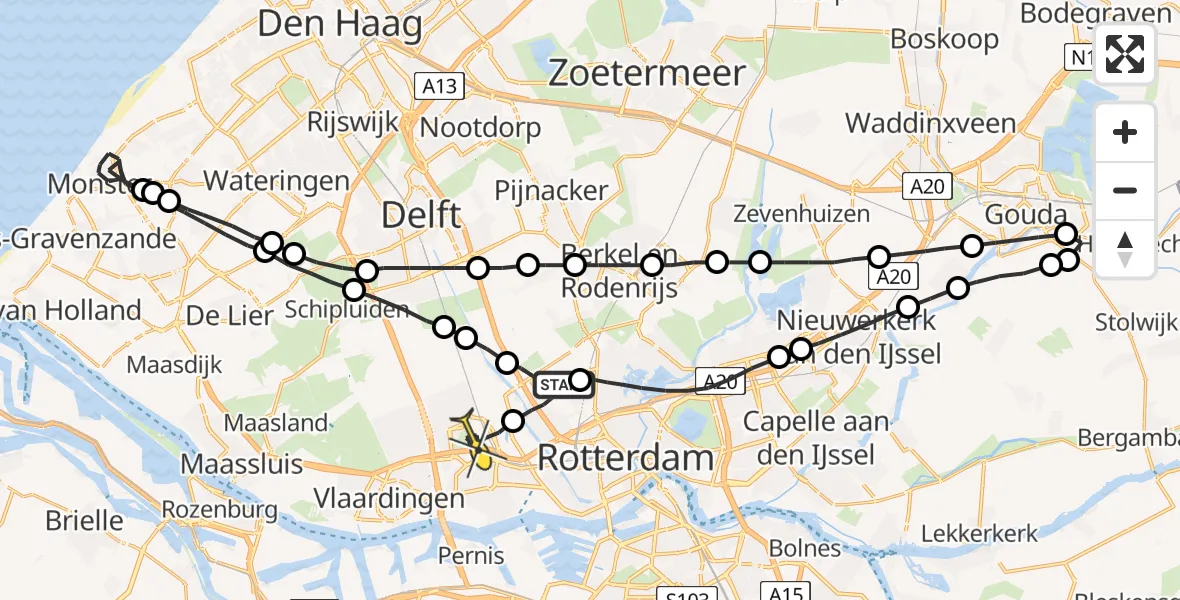 Routekaart van de vlucht: Lifeliner 2 naar Schiedam