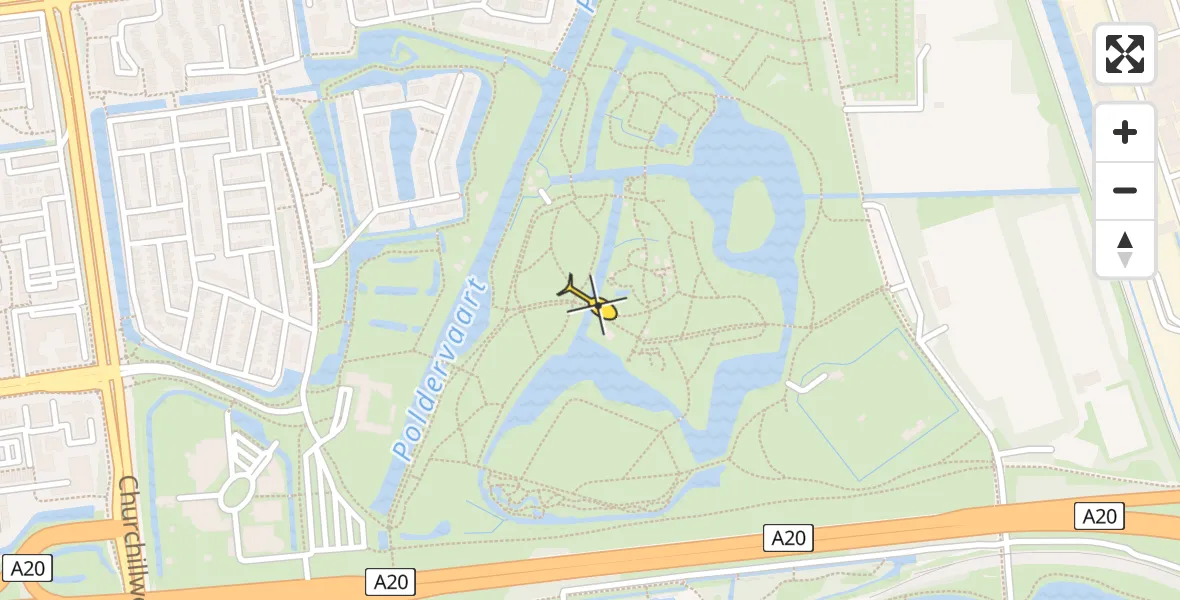 Routekaart van de vlucht: Traumahelikopter naar Schiedam