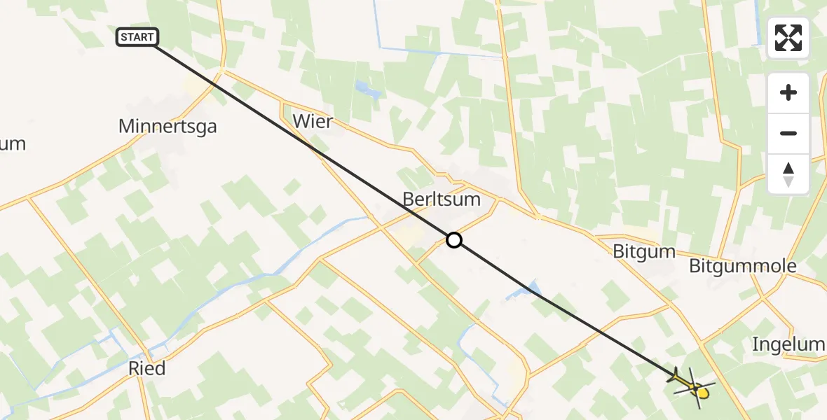 Routekaart van de vlucht: Ambulancehelikopter naar Menaam