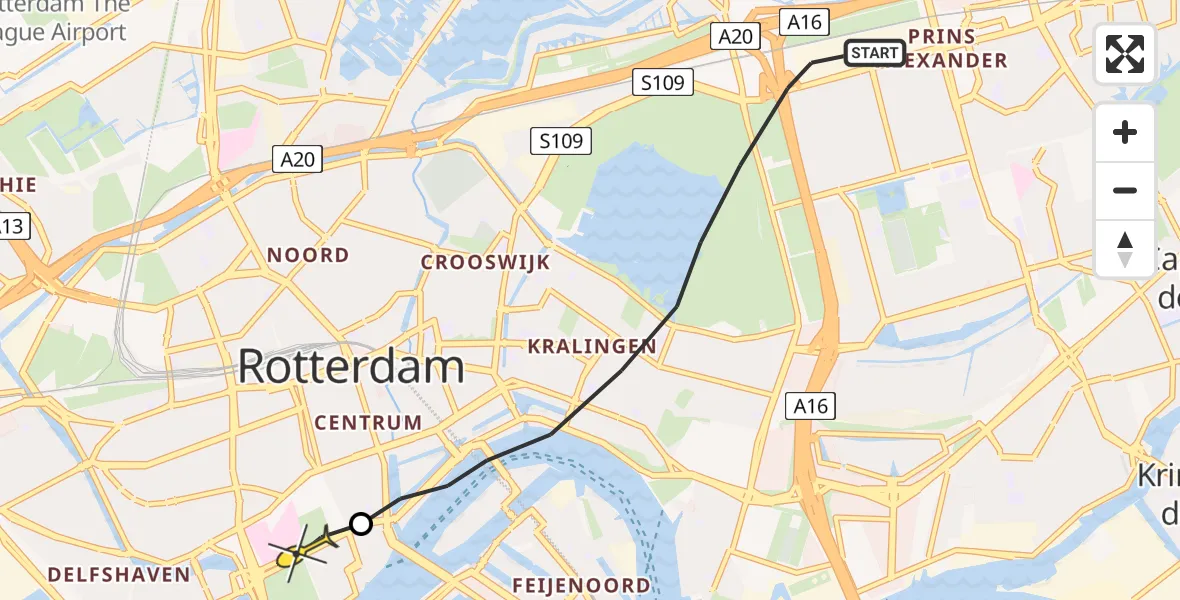 Routekaart van de vlucht: Lifeliner 2 naar Erasmus MC