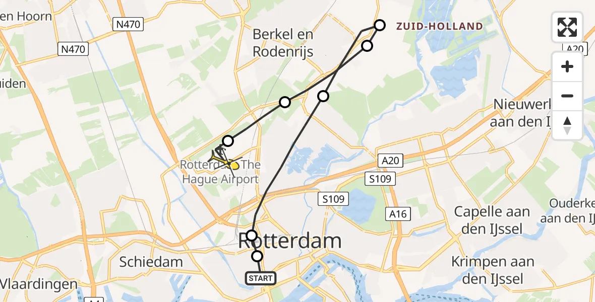 Routekaart van de vlucht: Lifeliner 2 naar Rotterdam The Hague Airport