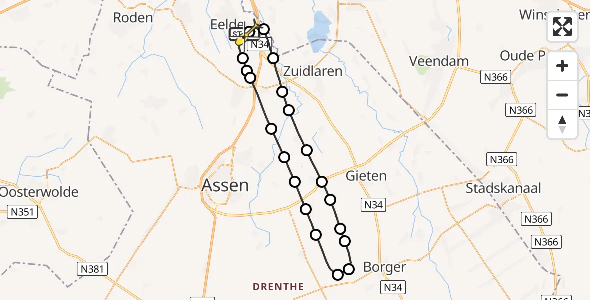 Routekaart van de vlucht: Lifeliner 4 naar Groningen Airport Eelde
