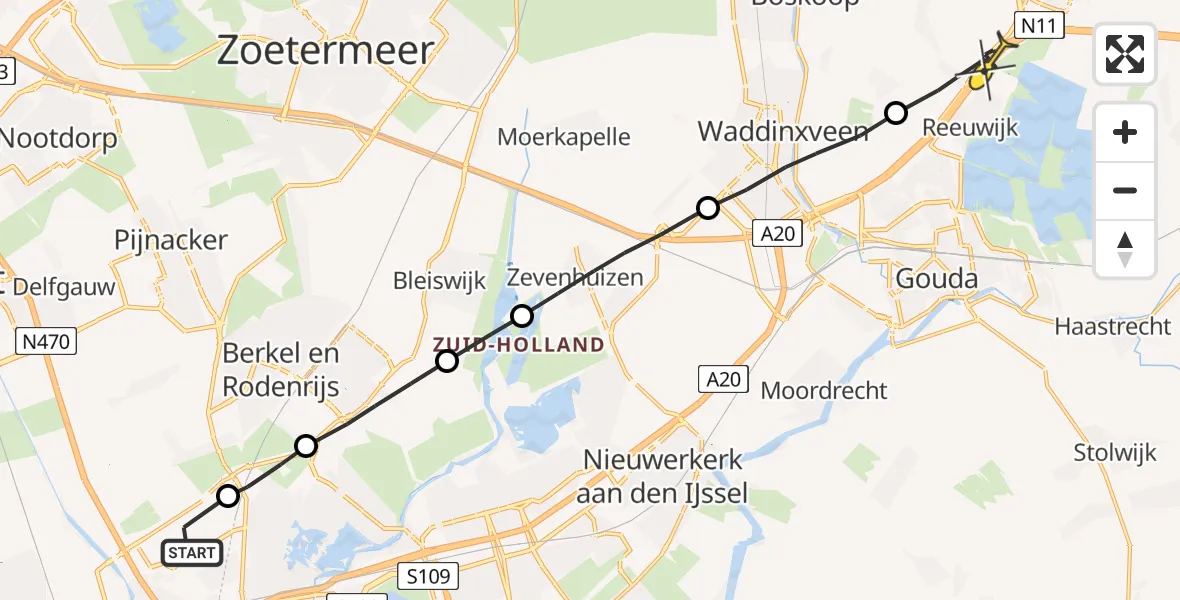 Routekaart van de vlucht: Lifeliner 2 naar Reeuwijk