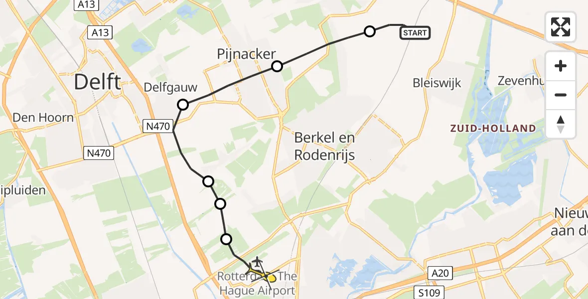 Routekaart van de vlucht: Lifeliner 2 naar Rotterdam The Hague Airport