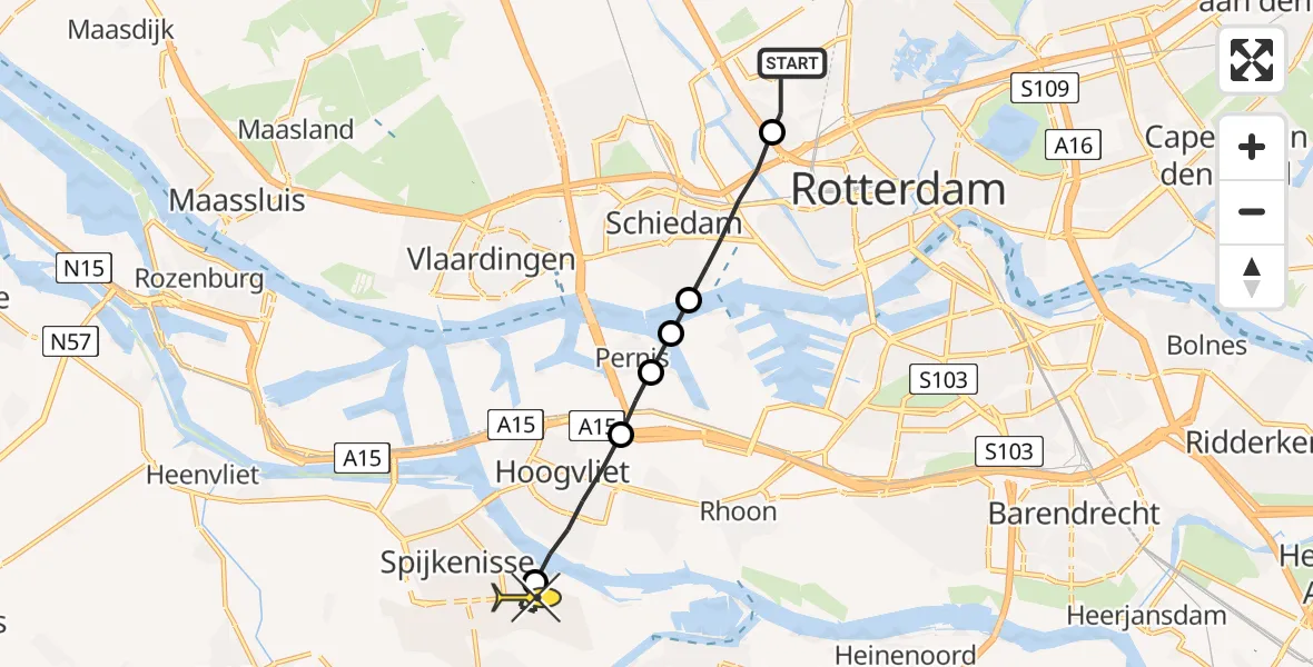 Routekaart van de vlucht: Lifeliner 2 naar Spijkenisse